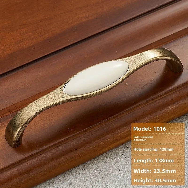 Antique Bronze Morning Glory Cabinet Knobs | Ceramic & Zinc Alloy