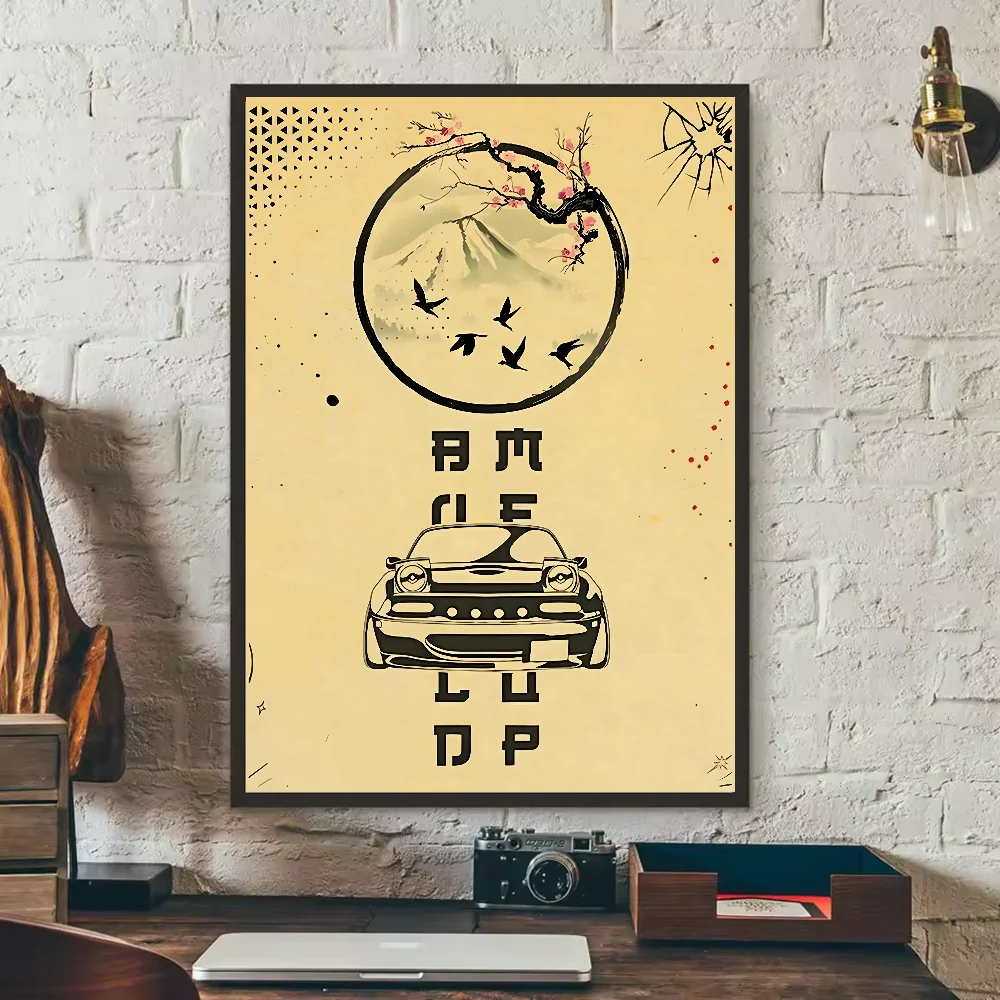 Japanese Cars Samurai Poster | HD Waterproof PVC Wall Art Wall Art Poster Peaceful Pleasures Health and Wellness z14 21X30cmNoframe