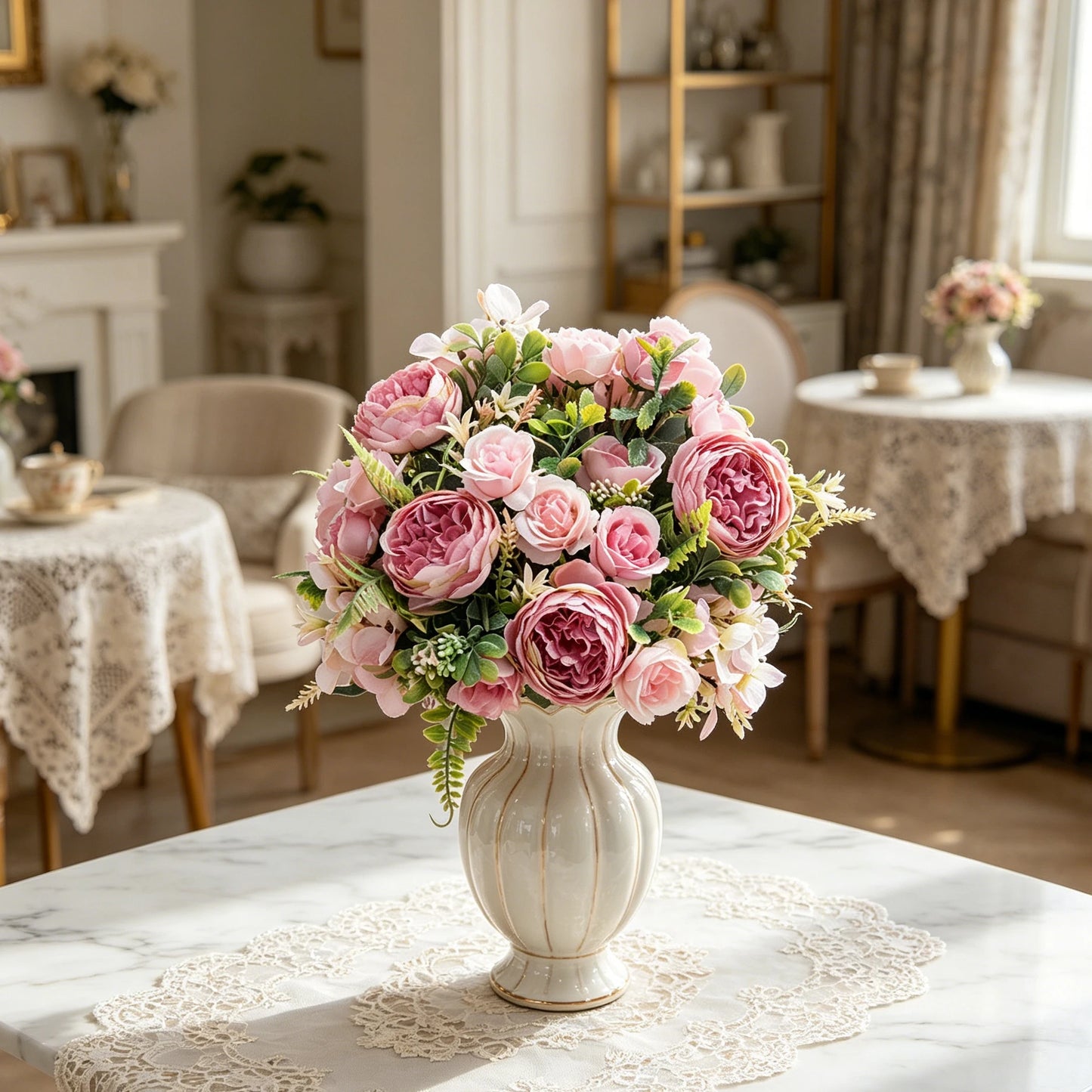 Silk Peony Hydrangea Artificial Flowers for Wedding & Home Decor