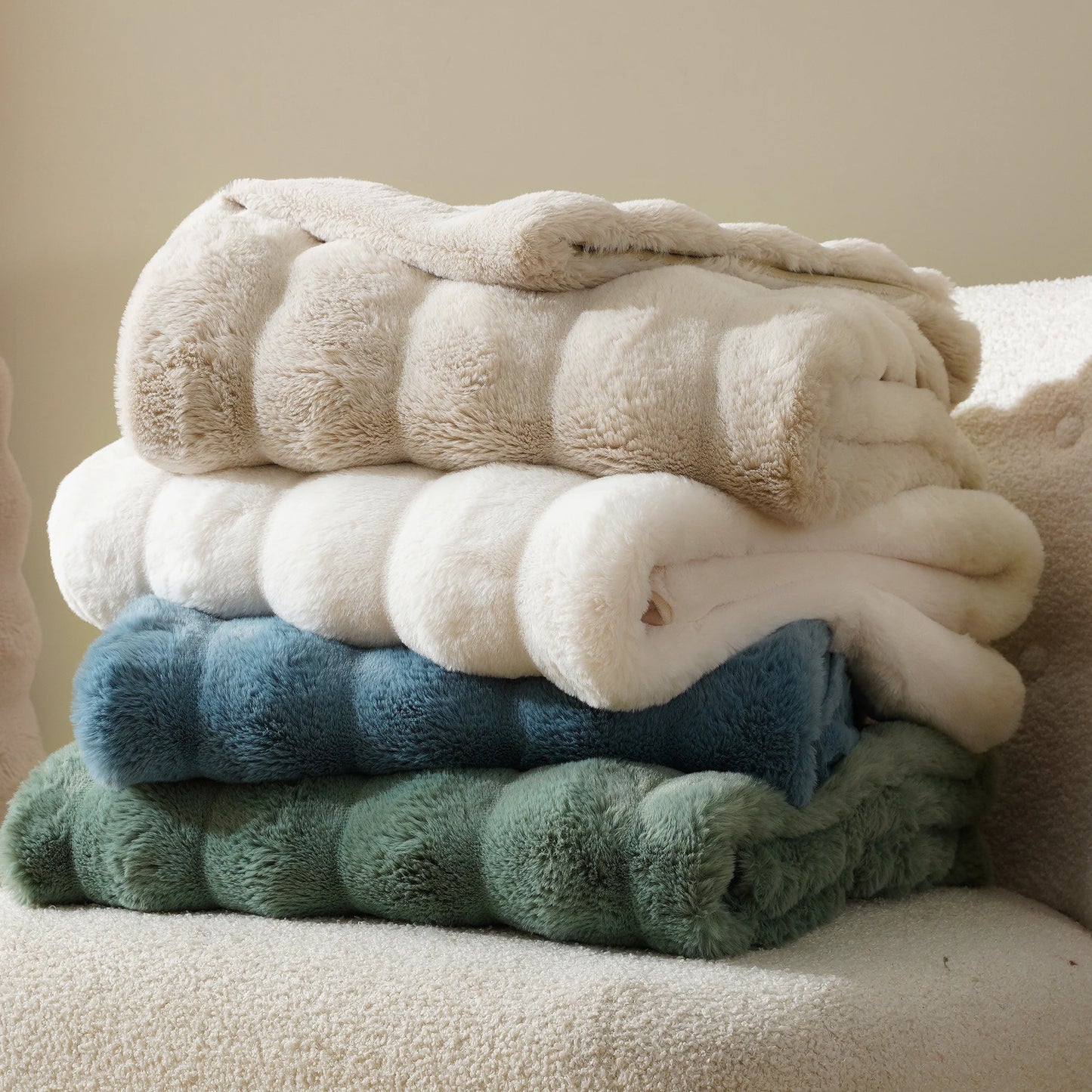 Battilo Faux Fur Throw Blanket ,Faux Rabbit Fur Blanket ,Fluffy Plush Thick Blankets for Bed Sofa,Soft Cozy Fuzzy Mink Blanket Peaceful Pleasures Health and Wellness