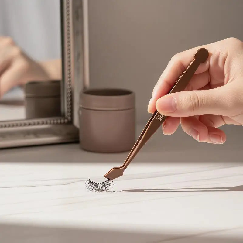 Small Curved Spatula Tweezers Stainless Steel For Beginners Cute Anti-Stick Eyelash Tool Easy Fake Eyelashes Clamp For New Users Peaceful Pleasures Health and Wellness