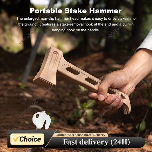 PE Tent Stakes Hammer with Stake Puller Hole Plastic Mallet Anti-slip Lightweight for Camping Stakes Tent Pegs Nail Spike Garden Peaceful Pleasures Health and Wellness
