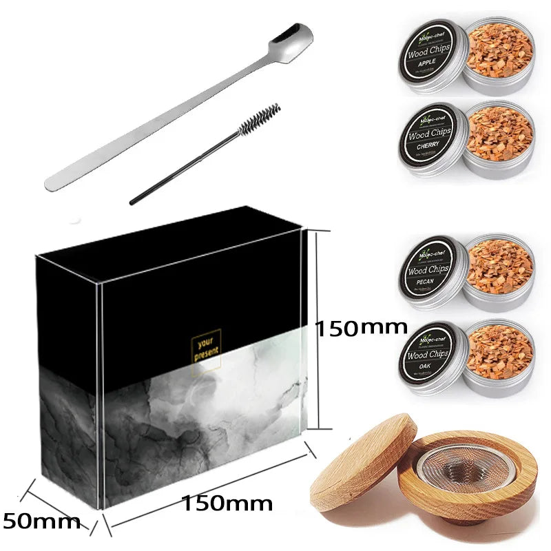 Whiskey Smoke Cocktail Accessories Smoking Wood Chips Cigar Lighter Base Food Steak Beverage Father's Gift Customized Flavors Peaceful Pleasures Health and Wellness