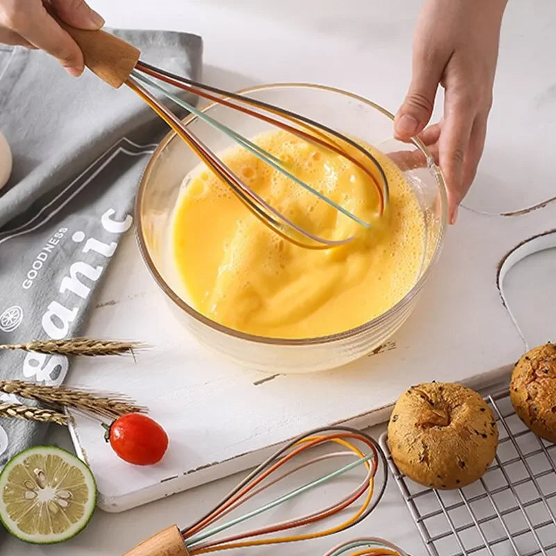 Stainless Steel Hand Whisk with Beech Wood Handle – 9 Styles