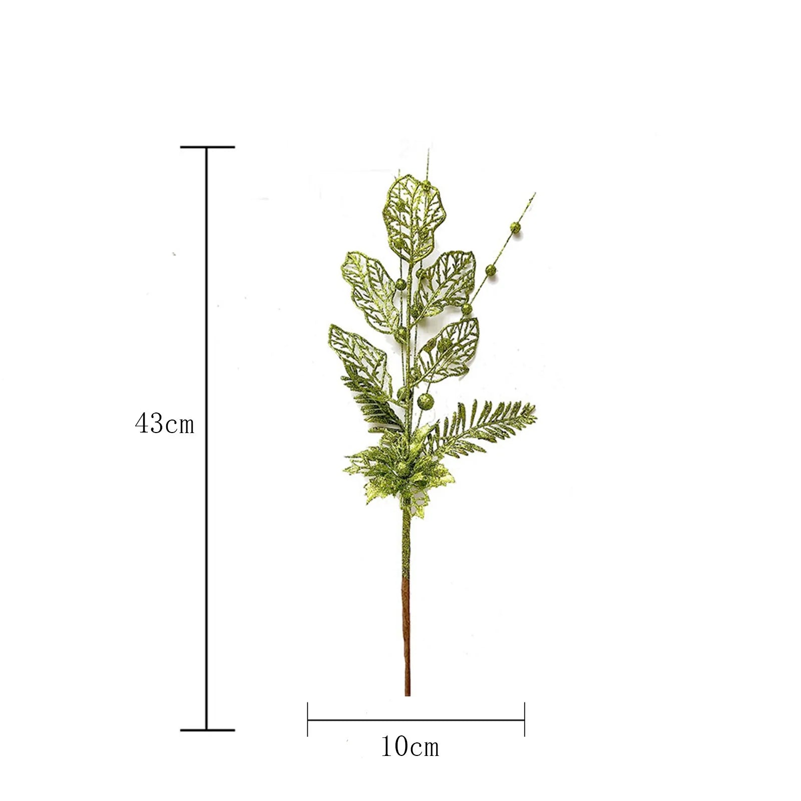 Christmas Tree Decoration Gold Lily Branch Home Decor Xmas Artificial Flower Leaves Berry Plug-In Glitter Fake Berries Branches Peaceful Pleasures Health and Wellness