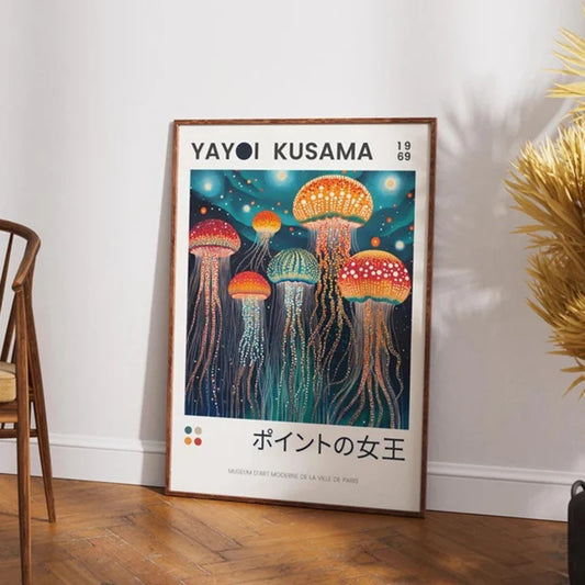 Yayoi Kusama Jellyfish Canvas Print | Psychedelic Dot Wall Art Canvas Art Print Peaceful Pleasures Health and Wellness ZLH3892 30x40cm
