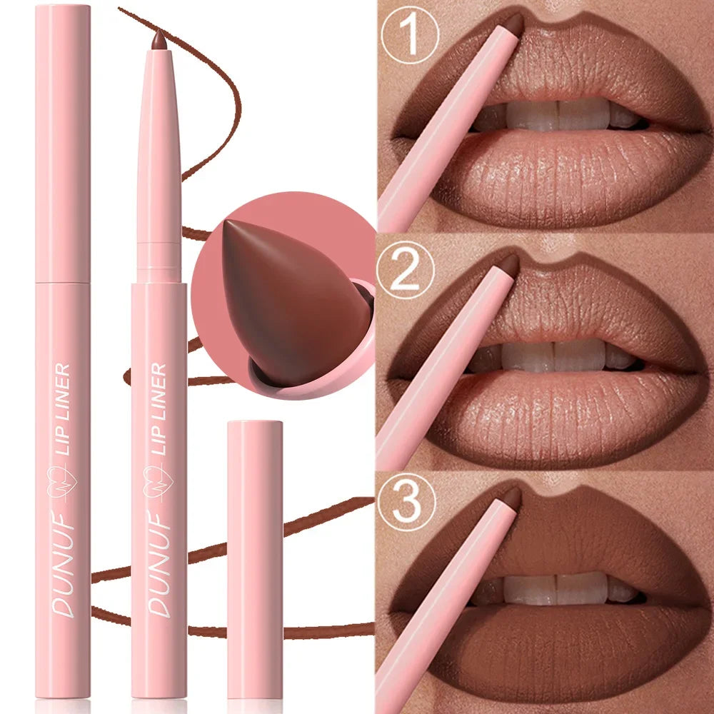 DUNUF Velvet Matte Lip Liner – 12 Nude & Brown Shades