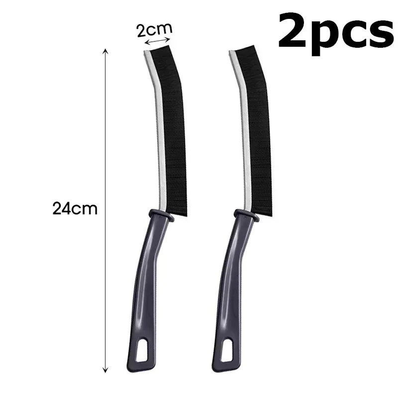 Multifunctional Hard-Bristled Crevice Cleaning Brush Grout Cleaner Scrub Brush Deep Tile Joints Crevice Gap Cleaning Brush Tools Peaceful Pleasures Health and Wellness Black- 2PC