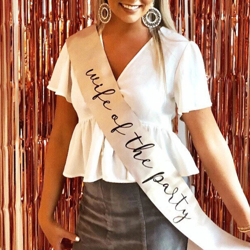Wife of the Party Sash | Bridal Shower Bachelorette Gift Bridal Party Sash Peaceful Pleasures Health and Wellness white