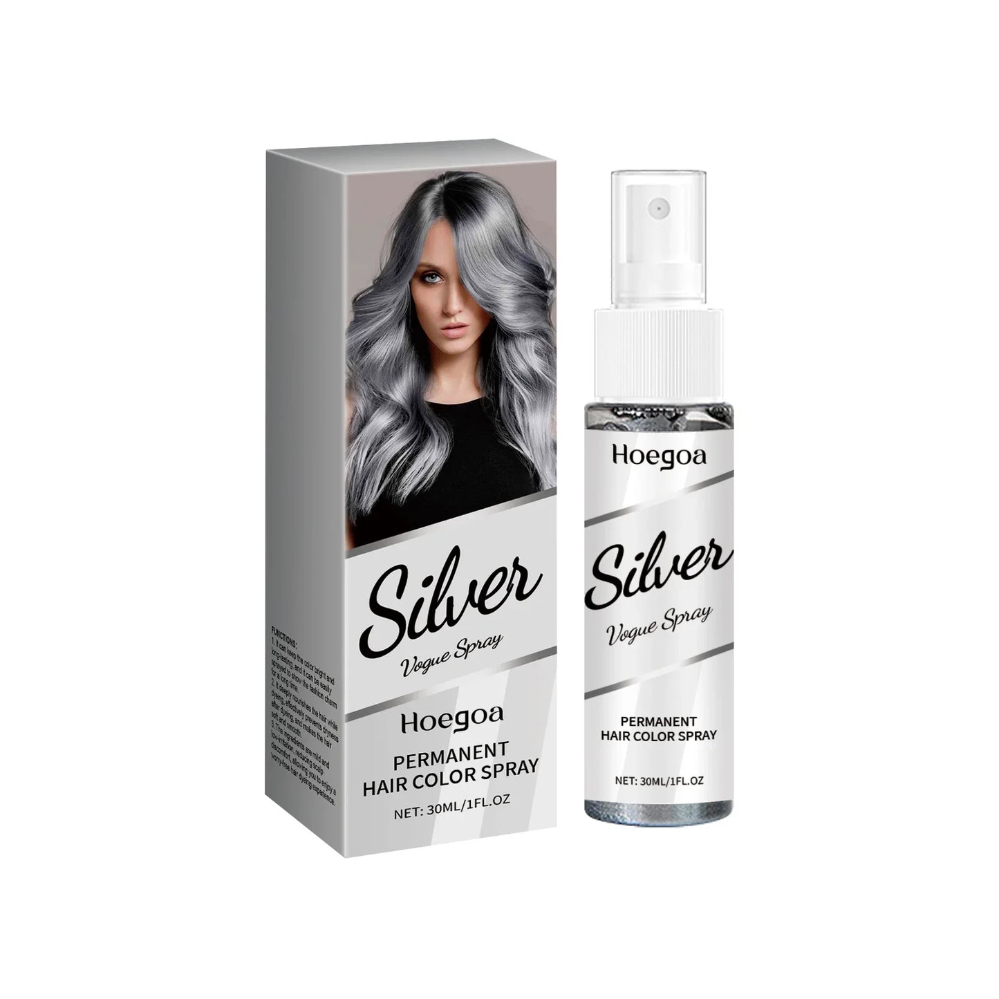 HOEGOA Temporary Gray Hair Spray – Smoky Silver, Washable