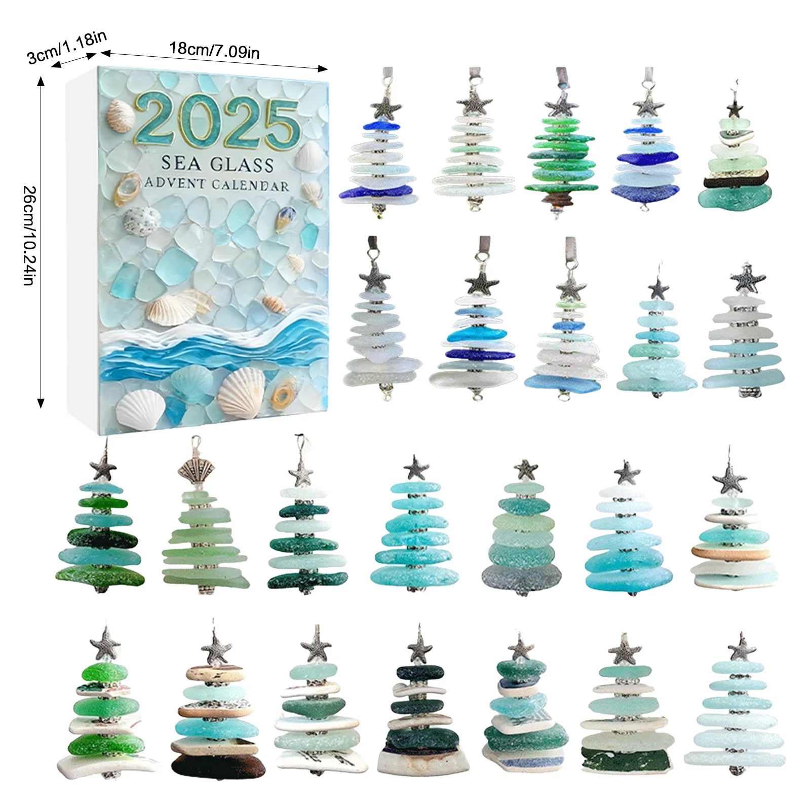 Christmas Hanging Ornament Sea Glass Acrylic Christmas Tree Advent Calendar Hanging Ornament For Xmas Countdown Home Decor Party Peaceful Pleasures Health and Wellness