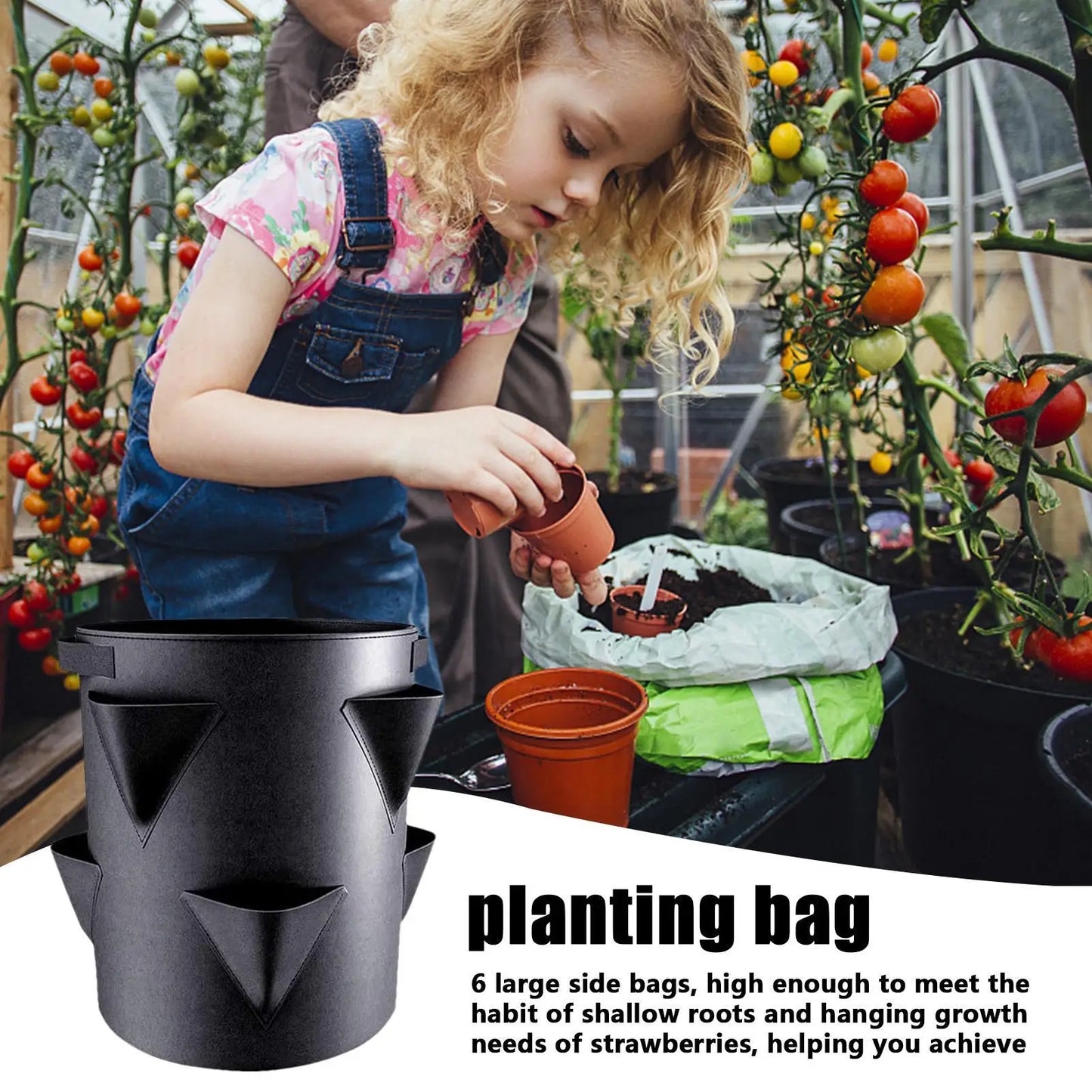 Strawberry Grow Bag | 7 Gallon Planting Bag with 6 Side Pockets