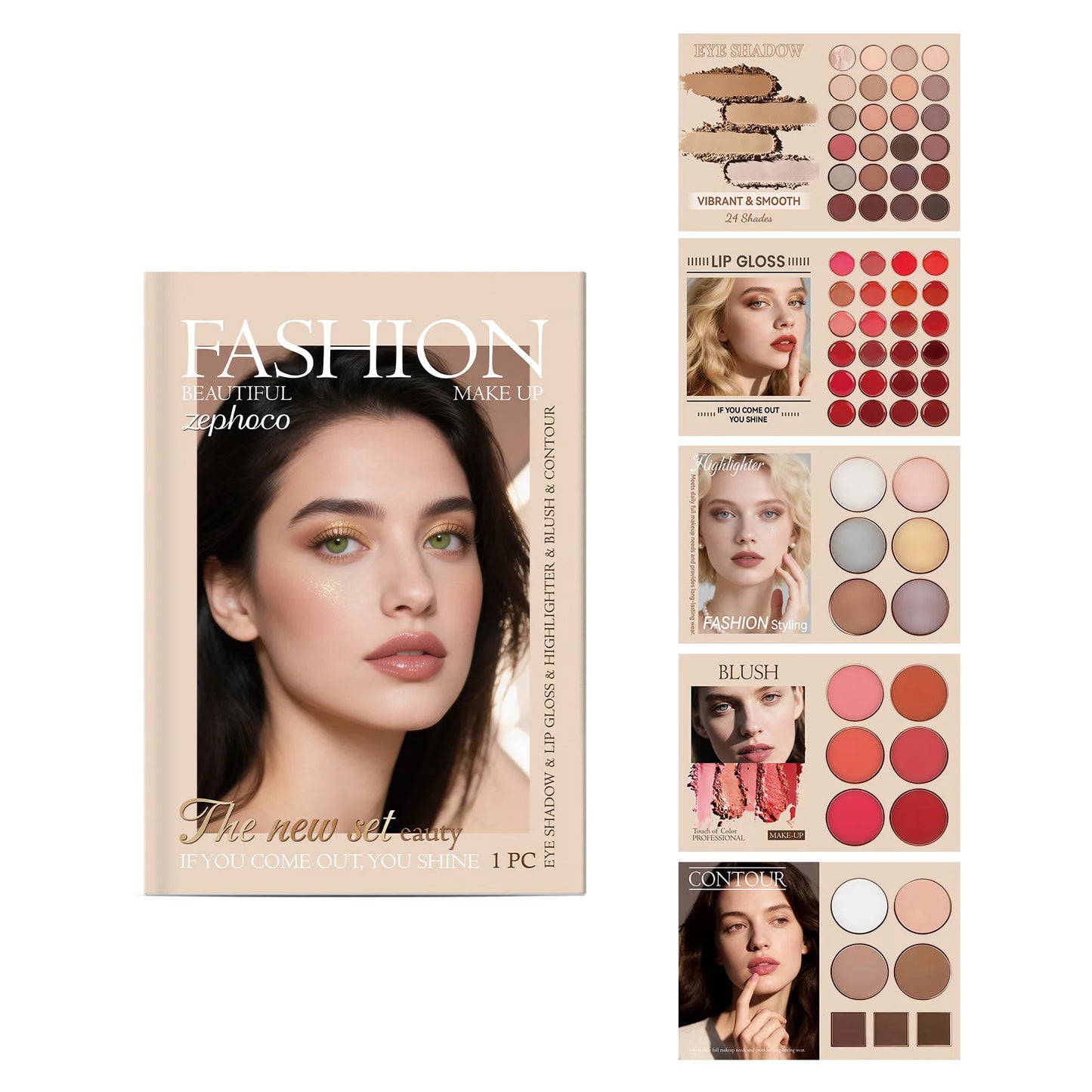 All-in-One Makeup Set – Eyeshadow, Lip Gloss, Blush & Contour