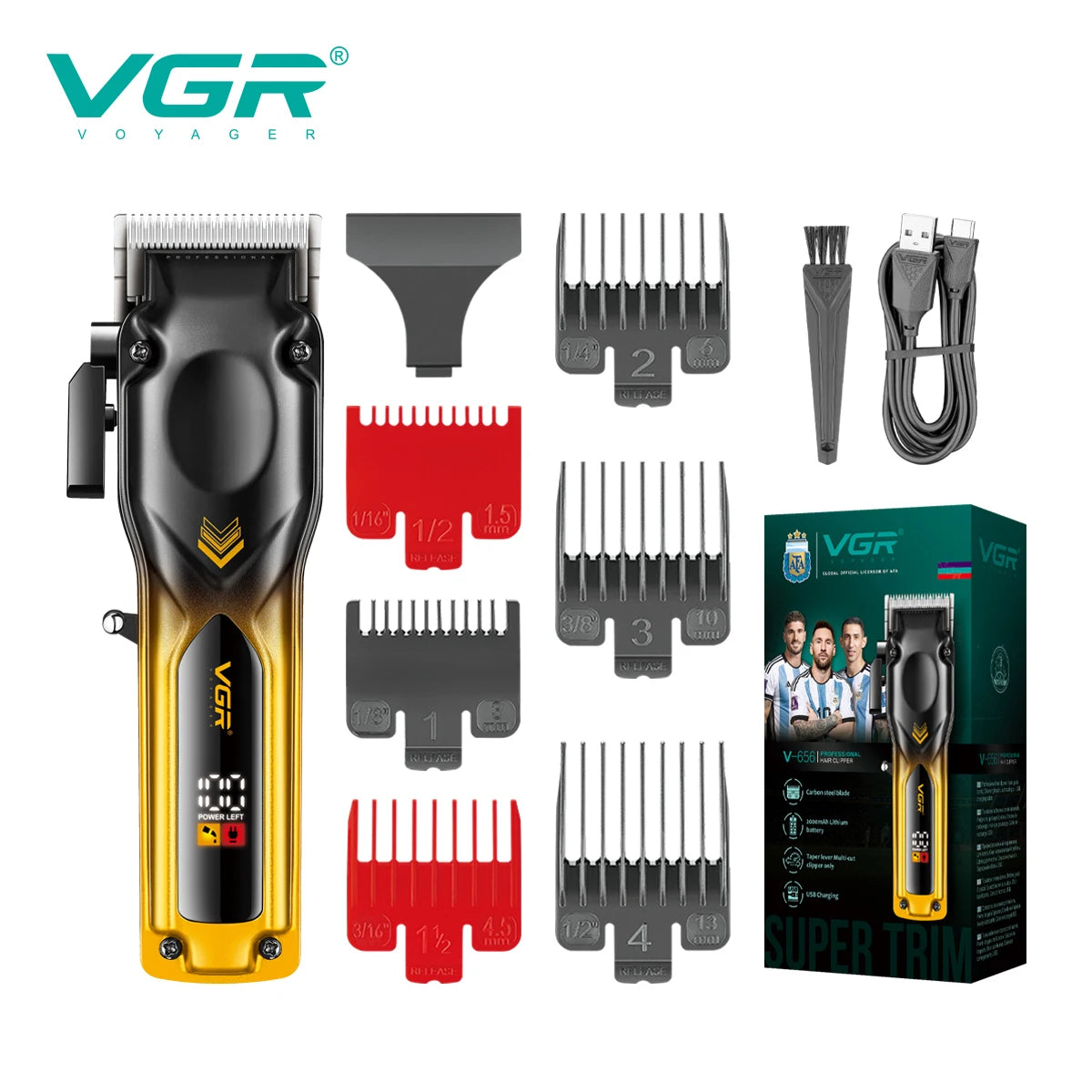 VGR V-656 Electric Hair Clipper Set | LCD Display & 6 Combs