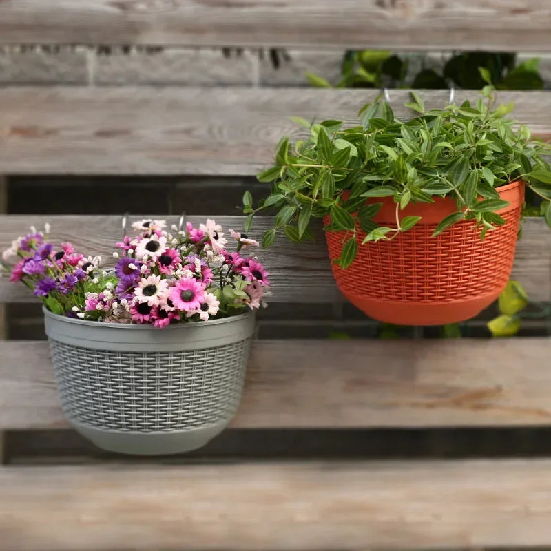 Imitation Rattan Weaving Creative Flower Planter Garden Pot Flowerpot