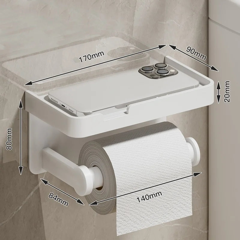 No-Drill Wall-Mounted Aluminum Toilet Paper Holder