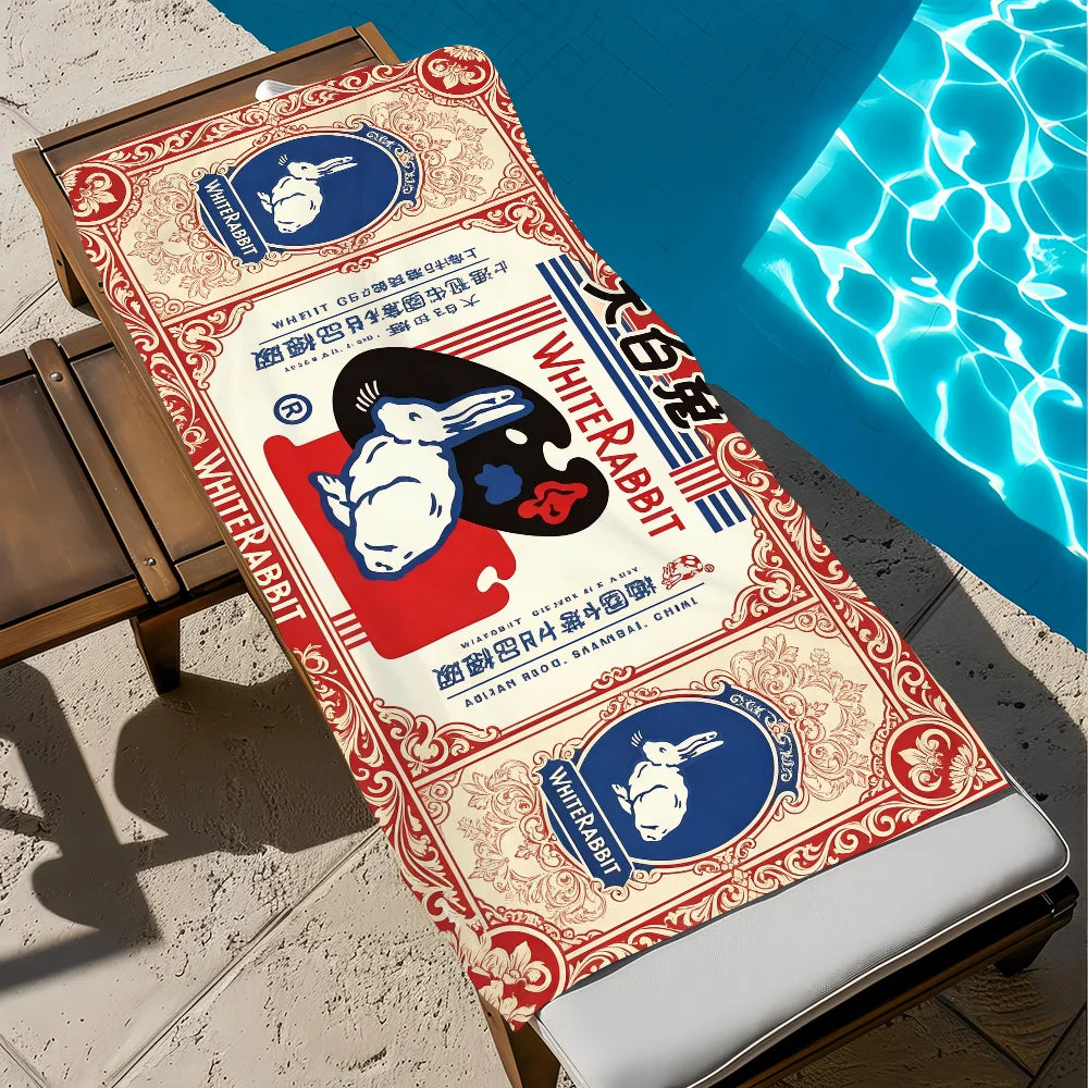 Cute Rabbit Quick-Dry Beach Towel | Soft Microfiber Pool Towel Quick-Dry Beach Towel Peaceful Pleasures Health and Wellness z1 STJ70x140CM