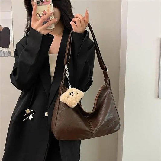 Retro PU Leather Shoulder Bag – Large Capacity Women's Tote Shoulder Tote Bag Oasis Select