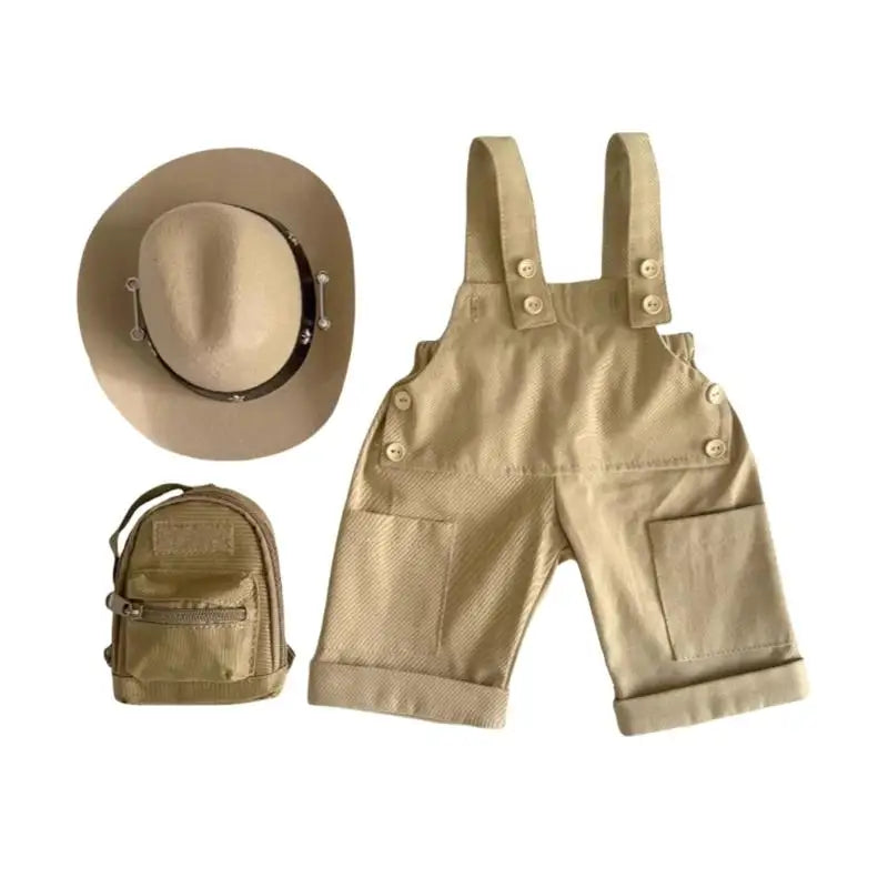 Newborn Photography Hat & Overalls Set | Baby 0–1 Month Outfit