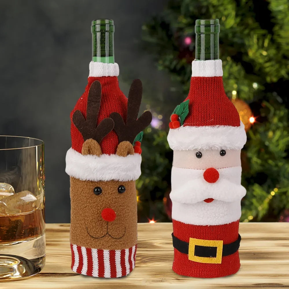 Christmas Decorations Knitted Wool Belts Old Man Wine Bottle Covers Set Table Decorations Kitchen Cute Cartoon Decorations New Peaceful Pleasures Health and Wellness