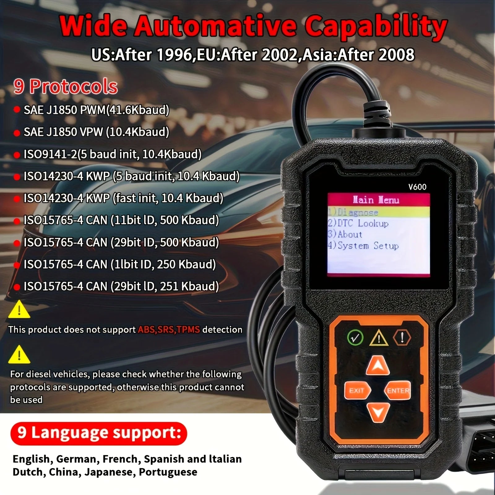 2025 Latest Obd2 Scanner Code Reader Car Engine Fault Scanner Can Diagnostic Scan Tool, Reads and Clears Error Codes for All Obdii/Eobd Protocol Vehicles Manufactured after 1996, No Battery Required Peaceful Pleasures Health and Wellness