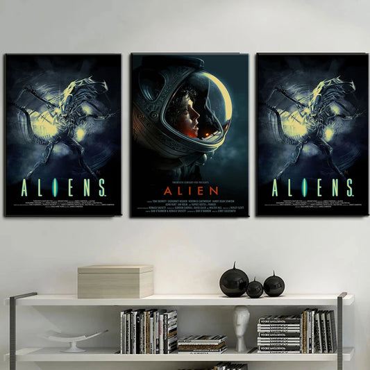 Retro Horror Movie Poster Canvas Wall Art | Unframed Print Canvas Wall Art Peaceful Pleasures Health and Wellness