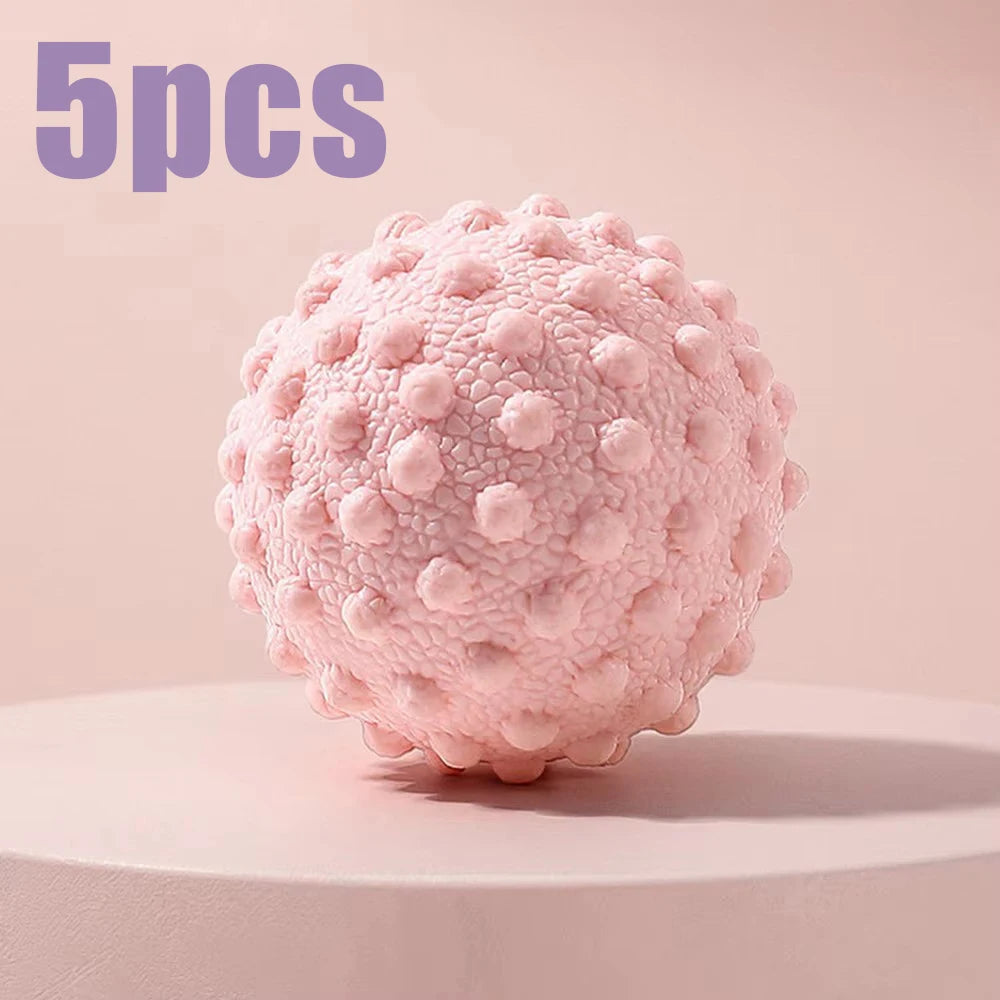 Fascia Ball Raised Point Massage Ball TPR Posture Master Yoga Ball Waist and Back Foot Massage Ball Peaceful Pleasures Health and Wellness Pink 5pcs