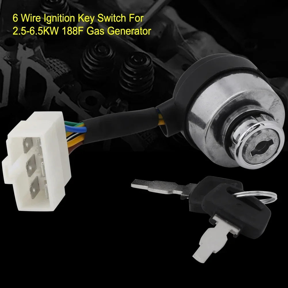 6 Wire Ignition Start Key Switch 2 5-6 5KW 188F Gas Generator