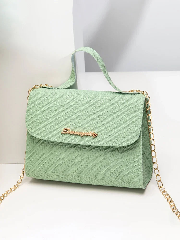Women's Embossed PU Leather Crossbody Bag | Chain Satchel