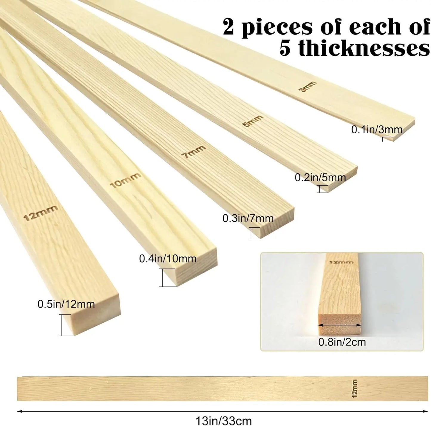 10PCS Wooden Slab Rolling Guides Set 3mm/5mm/7mm/10mm/12mm Clay Roller Rails for Ceramic Polymer Crafting Light Beige Cork Mater Peaceful Pleasures Health and Wellness