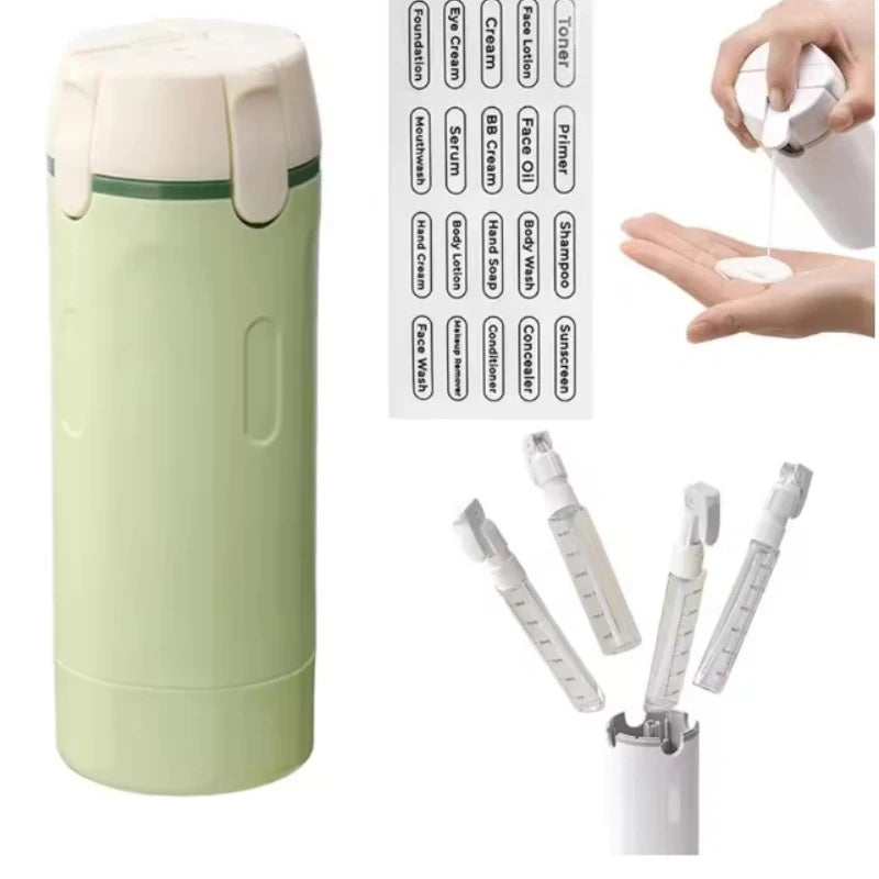 4 in 1 Travel Dispenser Portable Travel Bottles Leak Proof Leakproof Travel Container for Perfume Shampoo Conditioner Lotion Peaceful Pleasures Health and Wellness Green
