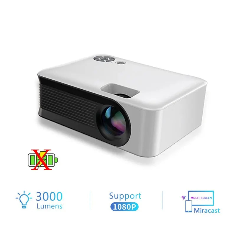 Portable Projector A30 Support 4K HDMI 1080P Mini Projectors Smart TV WIFI Home Theater Cinema Sync Android Phone Beamer LED Peaceful Pleasures Health and Wellness A30 White