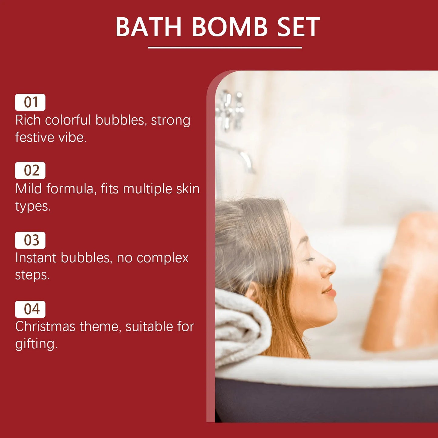 OceAura Christmas Bath Bomb Gift Set – 6pc Fizzy & Moisturizing