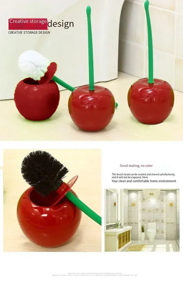 Cherry Shape Toilet Brush & Holder Set | Fun Bathroom Accessory