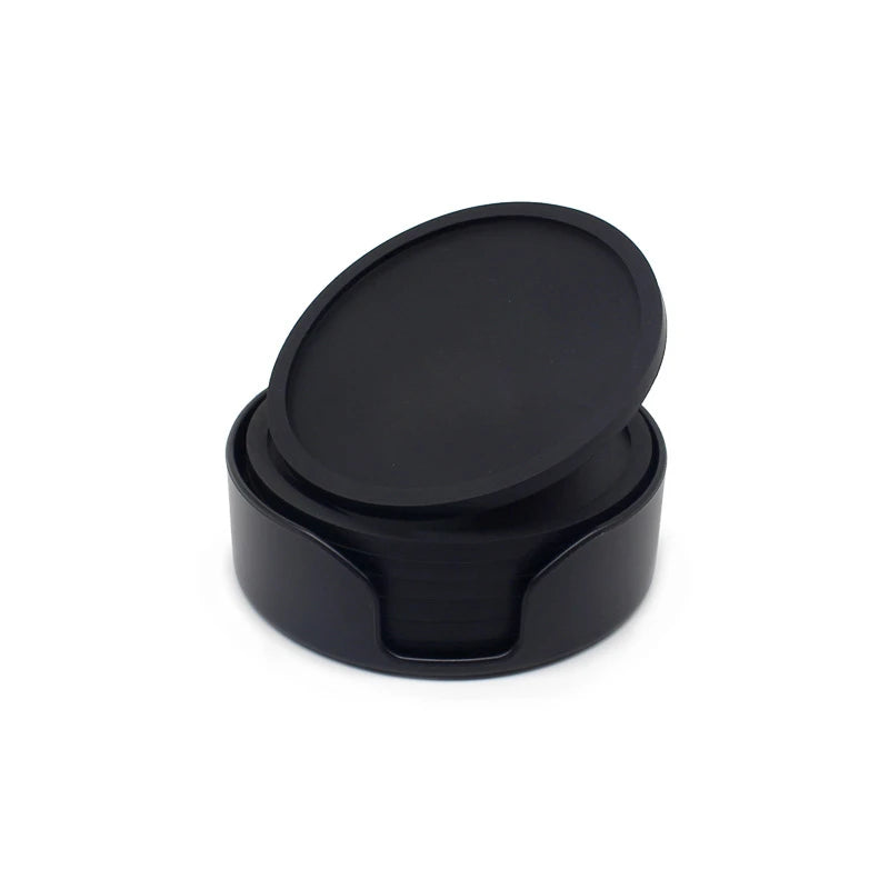 6-Piece Non-Slip Silicone Coaster Set with Holder – Round Cup Mats for Home & Kitchen