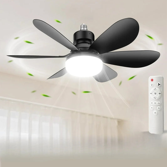 E27 LED Ceiling Fan Light with Remote | 3-Color Dimmable LED Ceiling Fan Light Peaceful Pleasures Health and Wellness black 30W