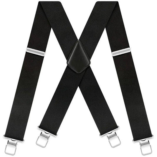 Men's Heavy-Duty Wide Elastic X-Back Suspenders Men's Suspenders Peaceful Pleasures Health and Wellness black