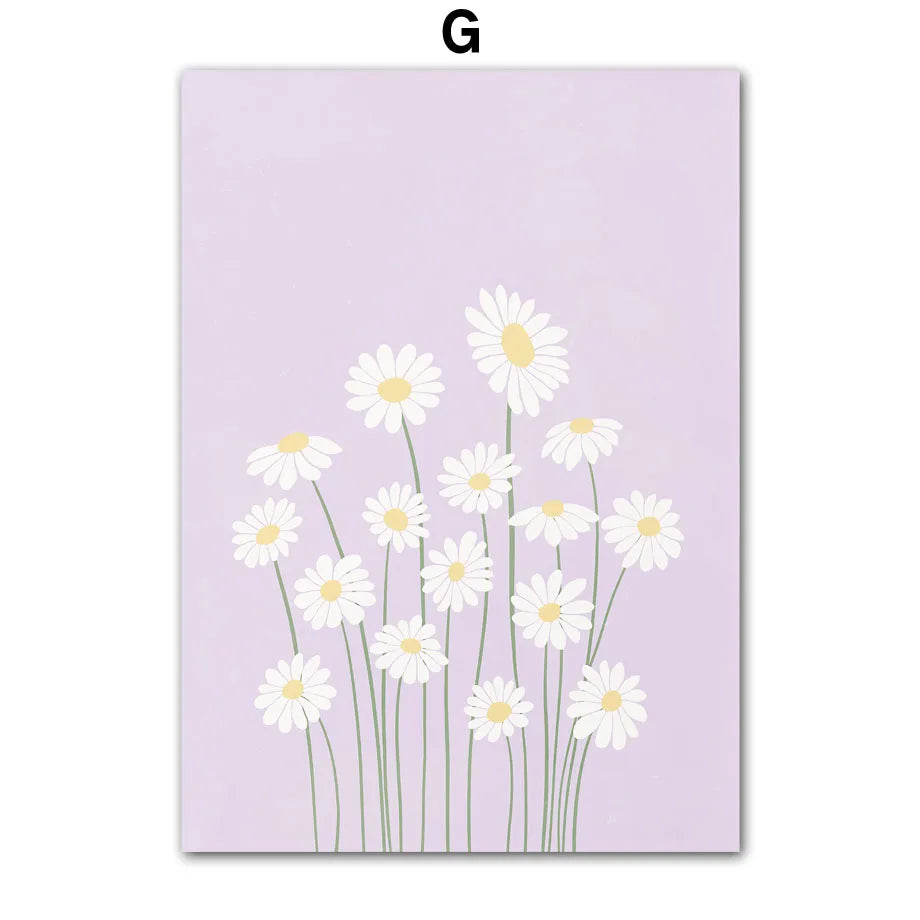Flower Market Nordic Canvas Wall Art | Colorful Floral Poster