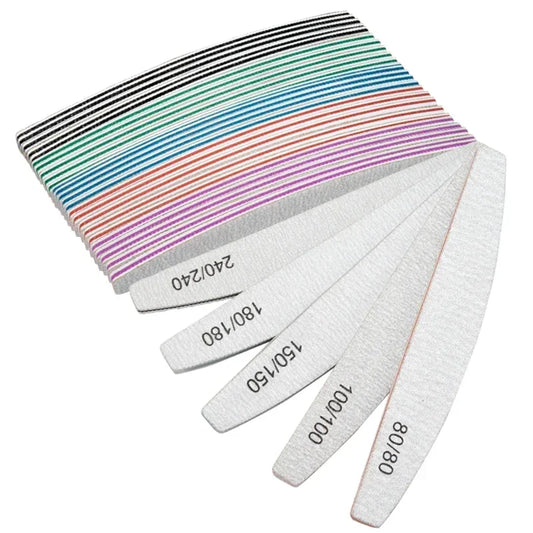3/5/10Pcs Professional Nail File Sandpaper Strong Thick Nail Files Buffer For Manicure Sanding Half Moon Lime Nail Tools 100/180 Peaceful Pleasures Health and Wellness