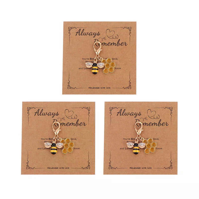Cute Bee Honeycomb Honeypot Keychain – Gift for Women & Men Novelty Keychain Charm Peaceful Pleasures Health and Wellness