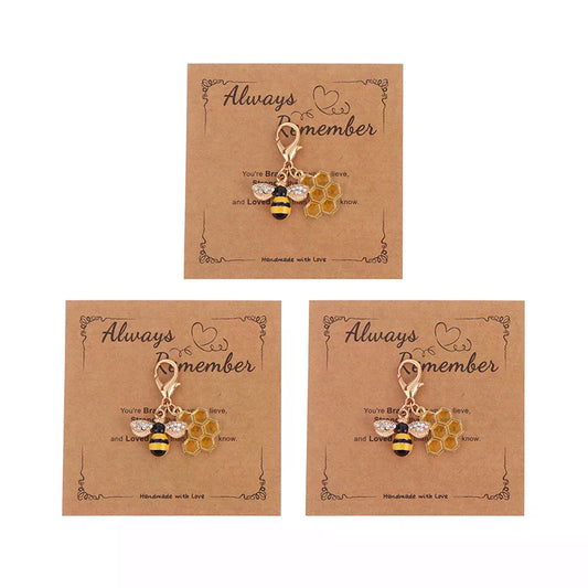 Cute Bee Honeycomb Honeypot Keychain – Gift for Women & Men Novelty Keychain Charm Peaceful Pleasures Health and Wellness
