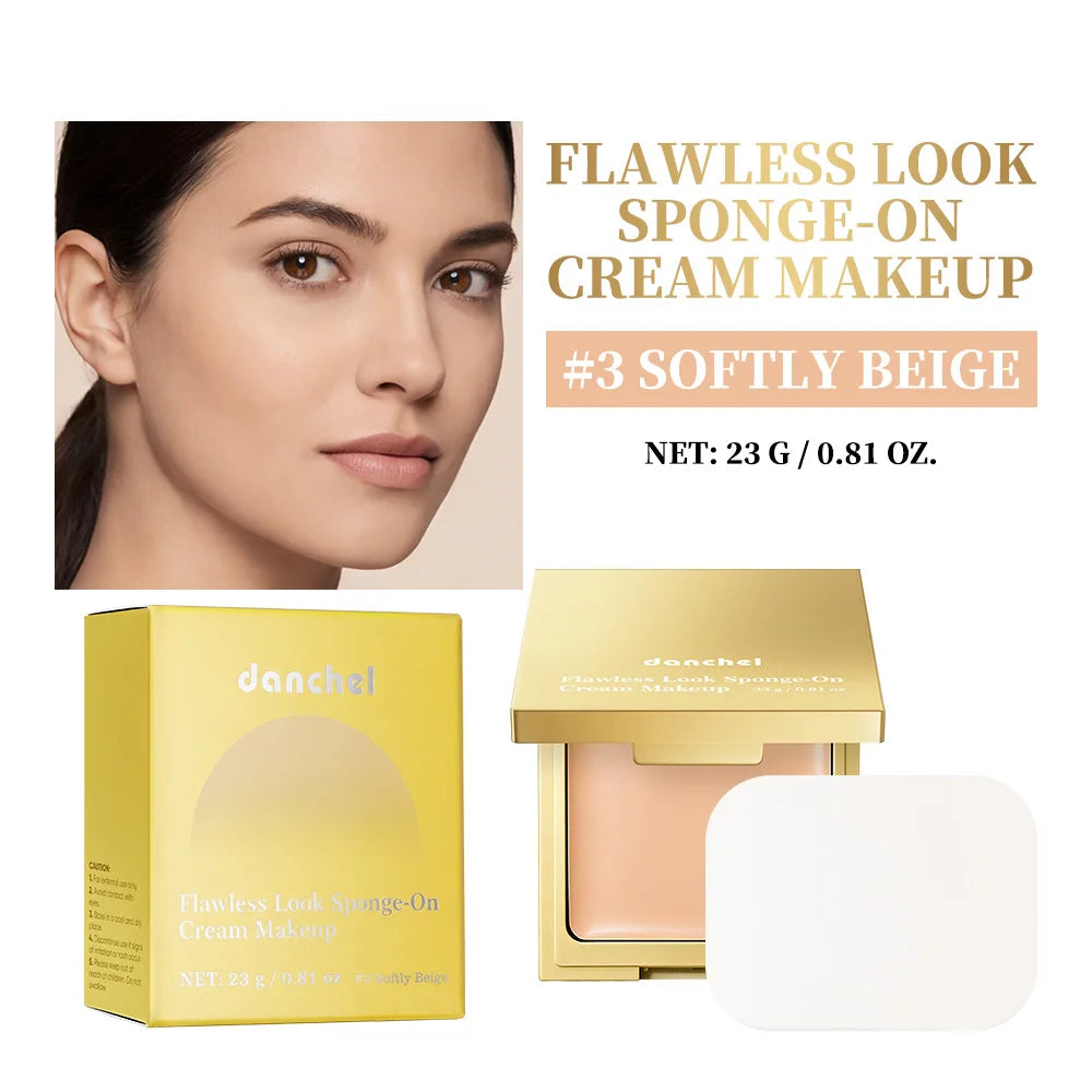 Flawless Finish Cream Foundation Sponge‑On Medium‑to‑Full Coverage Oil Control Breathable Long Lasting Concealer Makeup Peaceful Pleasures Health and Wellness 3 Softly Beige