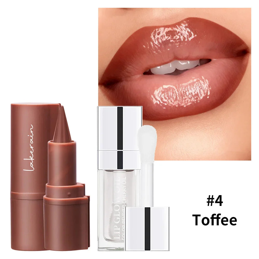 3D Lip Gloss & Liner Set – Hydrating, Long-Lasting Natural Finish