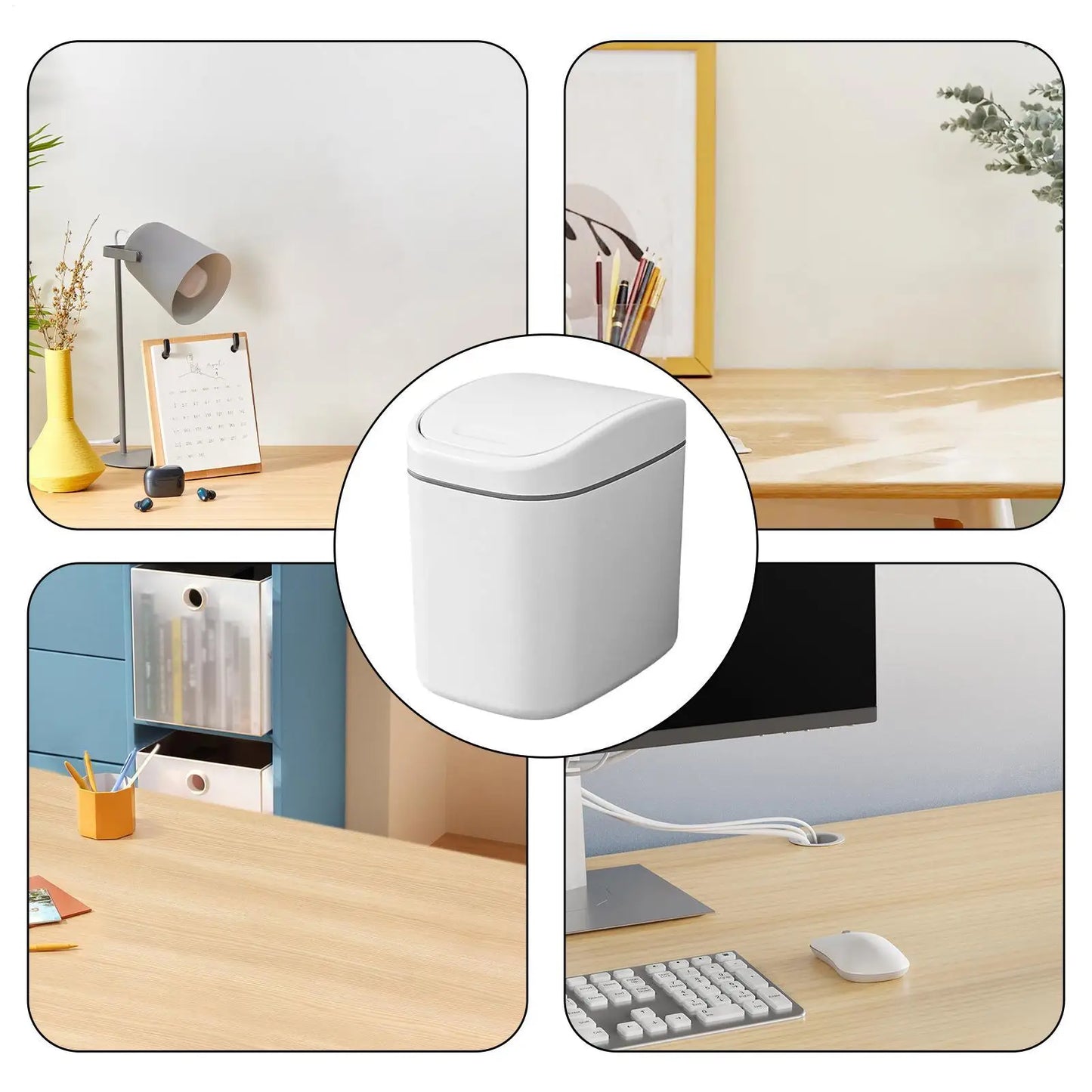 Mini Desktop Trash Can with Shake Lid – Desk & Office Bin