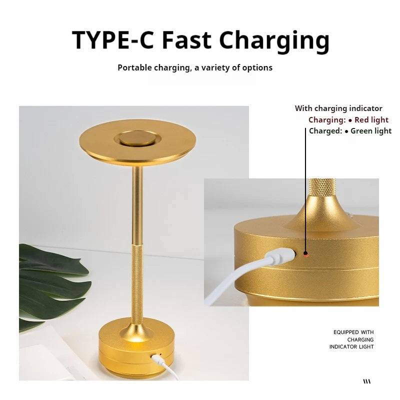 Rechargeable Alloy Table Lamp for Bedroom Wireless Touch Lamp Camping Candle Creative Desk Lamp USB-C Charging 2400mAh Peaceful Pleasures Health and Wellness