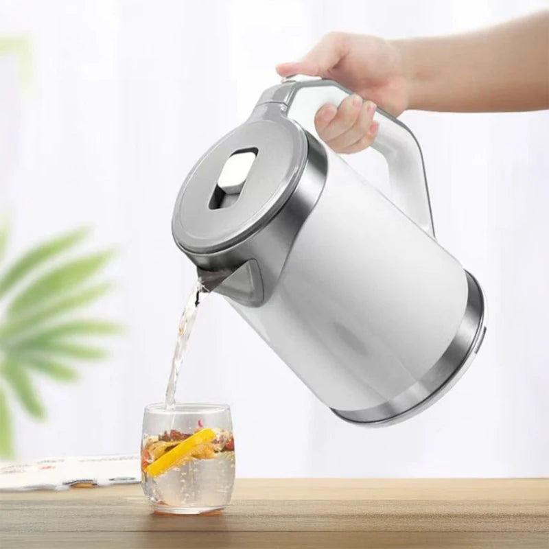 US/EU 110V/220V Stainless steel Electric Kettle Double-layer Anti scalding Keep Warm Pot Large Capacity Coffee Hot Water Boiler Peaceful Pleasures Health and Wellness