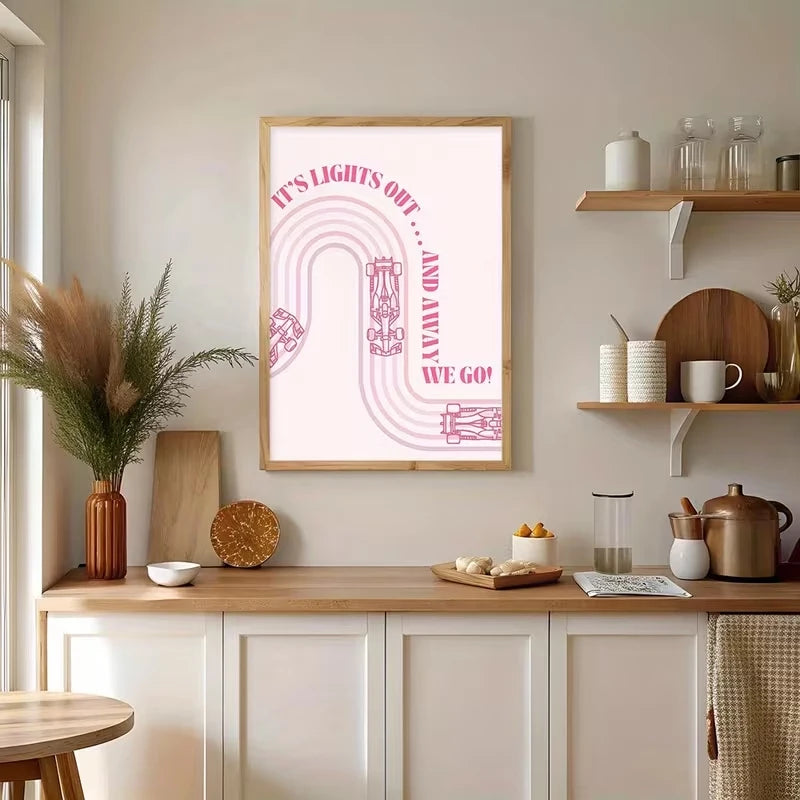 Modern Pink Chase Canvas Wall Art Print | Home Decor