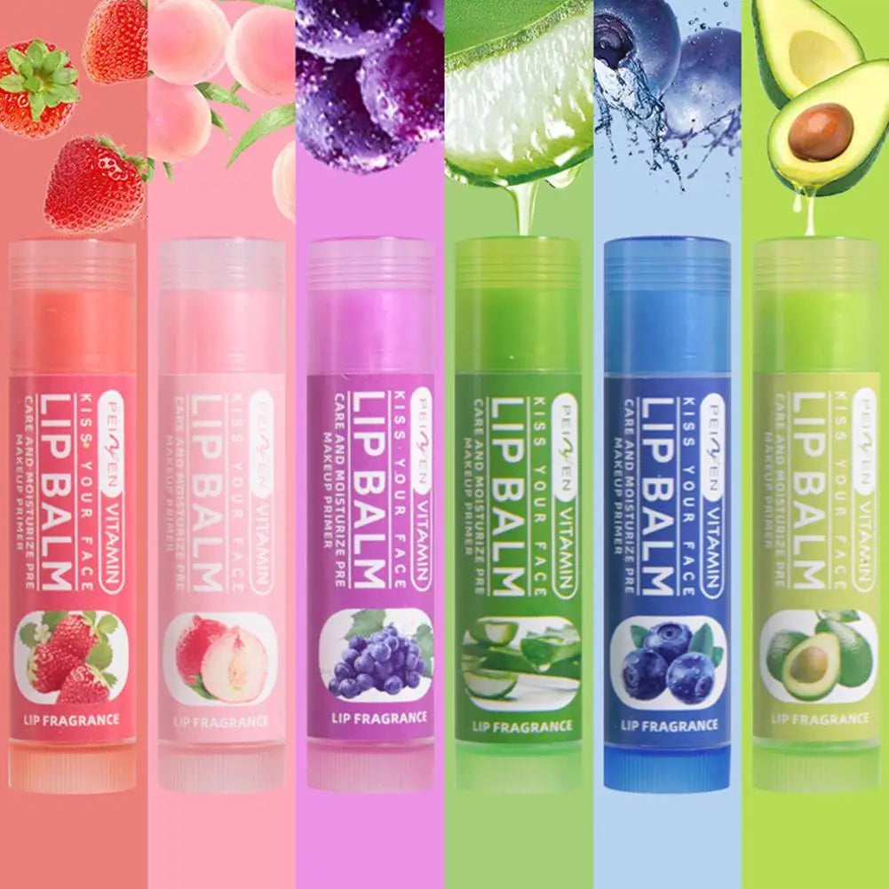 6-Pack Fruit Color-Changing Lip Balm Set – Moisturizing Tint