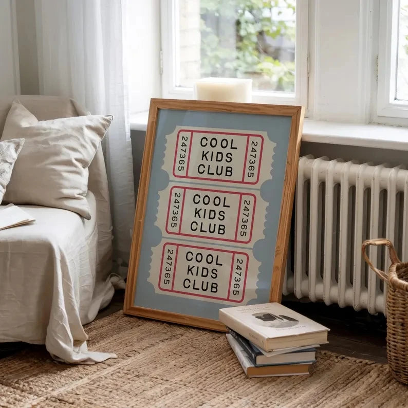 Modern Cool Kids Club Ticket Stub Wall Art Print Canvas Painting Poster Picture For Living Room,Bedroom Home Decor Peaceful Pleasures Health and Wellness
