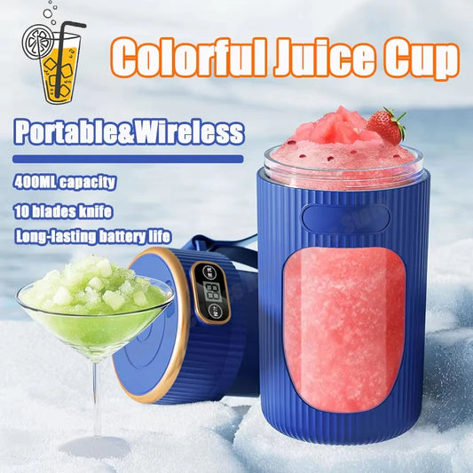 Electric Juicer 10 Blades Portable Blender LED Digital Display Small Juice Cup Rechargeable Wireless Household Milkshake Juice Peaceful Pleasures Health and Wellness